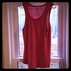 Red tank top with white stripes. Like new.